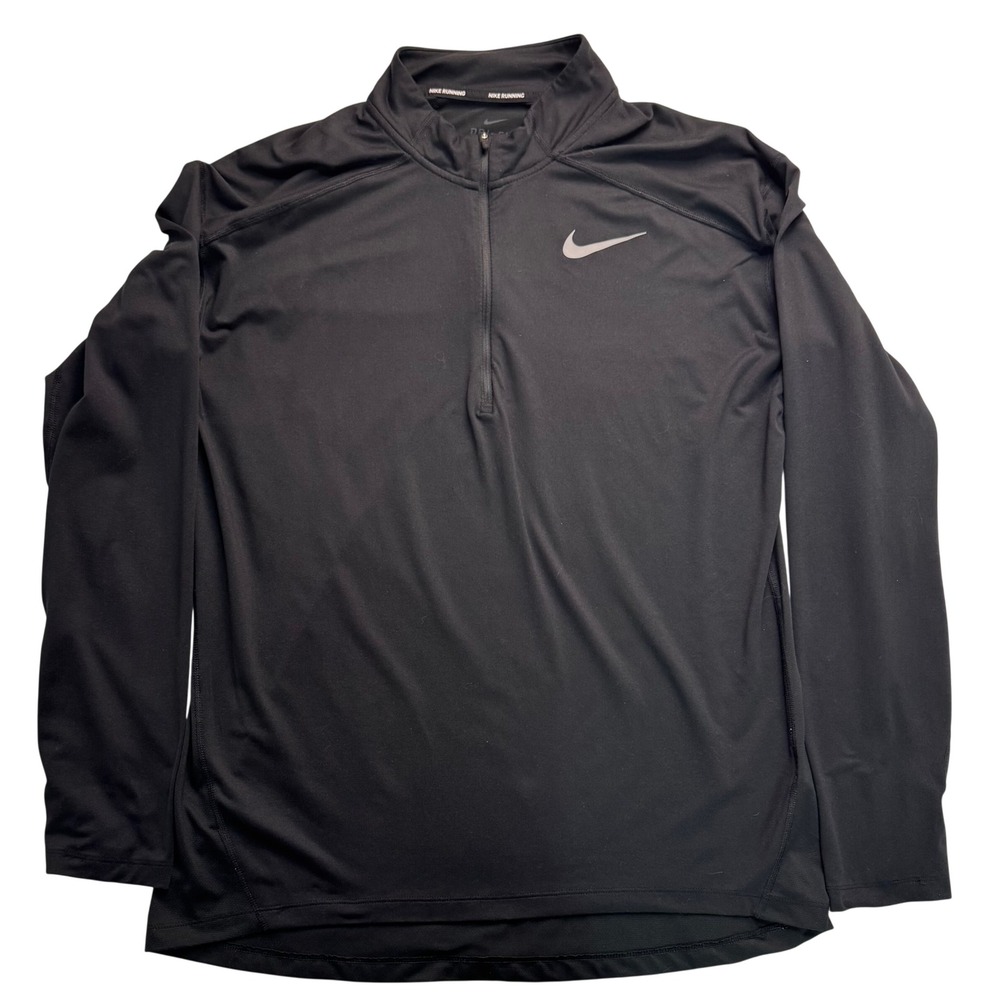 Nike Running Mens Dri-FIT 1/4 Zip Pullover Black Long Sleeve Shirt Large 445591